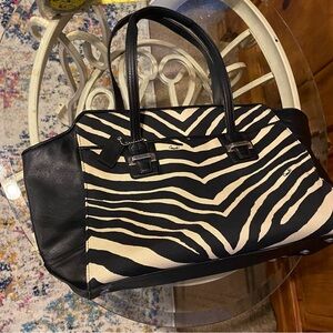Coach Taylor Zebra Print Tote Shoulder Bag Y2K Silver Hardware